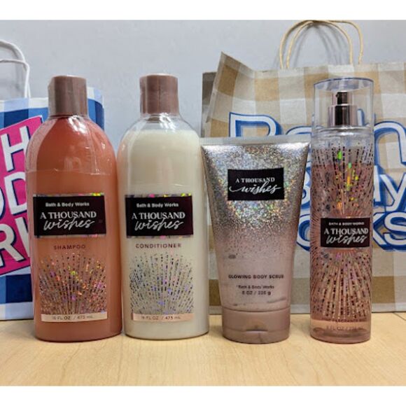 Bath & Body Works A Thousand Wishes Shampoo Conditioner Scrub + FFM Bundle of 4 - Picture 1 of 4